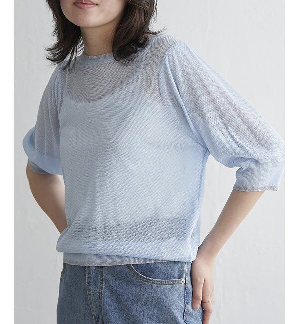 VENCE share style「梨地袖配色トップス」|ニット・セーター|