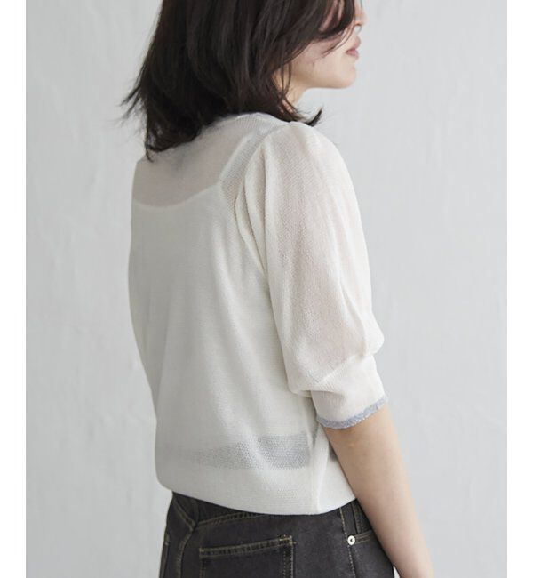 VENCE share style「梨地袖配色トップス」|ニット・セーター|