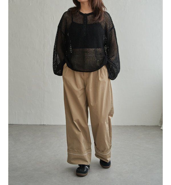 VENCE share style「メッシュ編みヘンリーネックプルオーバー」|ニット・セーター|