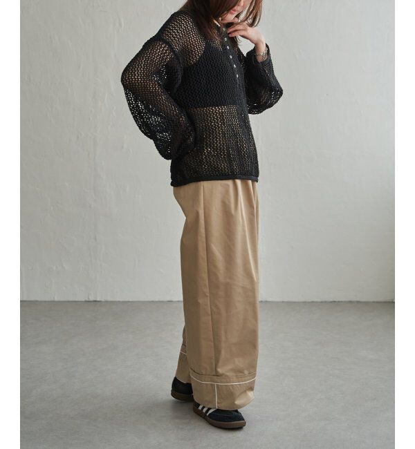 VENCE share style「メッシュ編みヘンリーネックプルオーバー」|ニット・セーター|