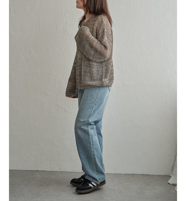 VENCE share style「メッシュ編みヘンリーネックプルオーバー」|ニット・セーター|