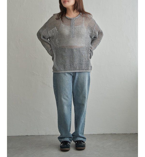 VENCE share style「メッシュ編みヘンリーネックプルオーバー」|ニット・セーター|