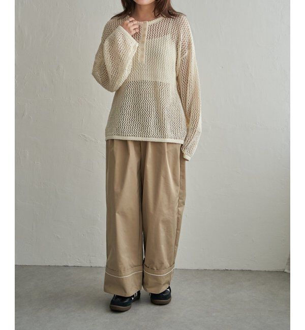 VENCE share style「メッシュ編みヘンリーネックプルオーバー」|ニット・セーター|