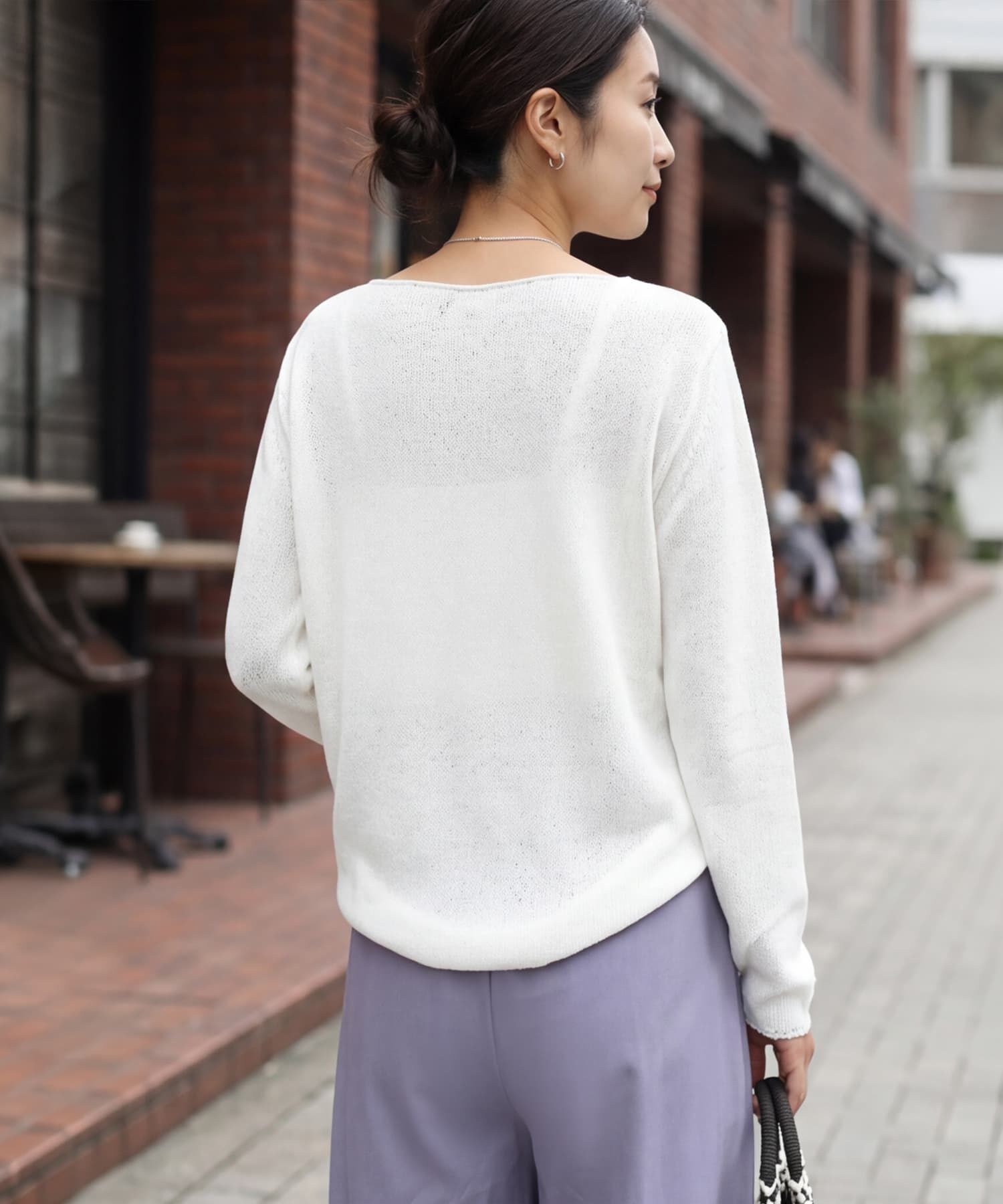 STYLE DELI「カラッとした綿シアーボートネックニット」|Tシャツ・カットソー|