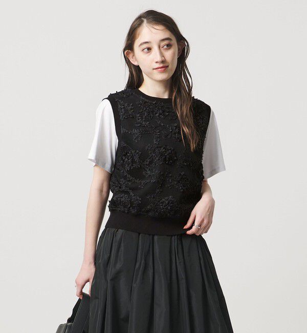 UNITED ARROWS「エンブロイダリーフラワー メッシュ ベスト」|ベスト・ジレ|