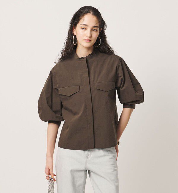 UNITED ARROWS「NALYA バンドカラー シャツ」|シャツ・ブラウス|DK.BROWN
