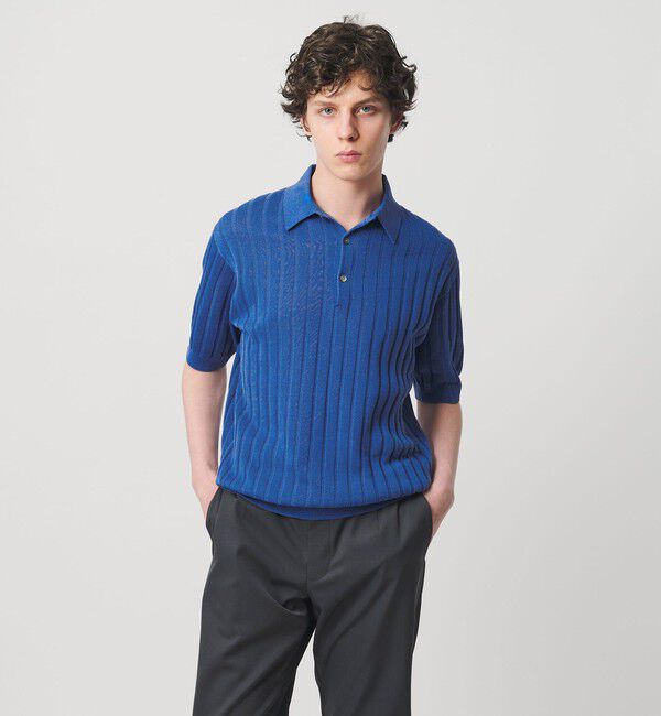UNITED ARROWS「シャーリーカーン ワイドリブ ニットポロシャツ」|ポロシャツ|COBALT