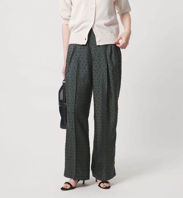 UNITED ARROWS「ドット サテン 2タック ワイドパンツ」|スラックス|DK.GRAY
