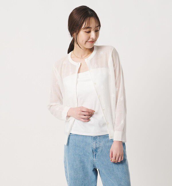 UNITED ARROWS「シアー フラワー カーディガン ‐ウォッシャブル‐」|カーディガン|
