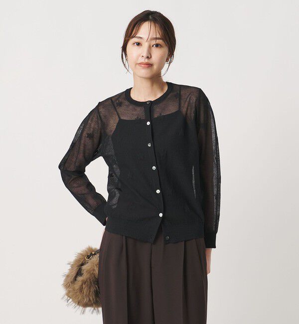 UNITED ARROWS「シアー フラワー カーディガン ‐ウォッシャブル‐」|カーディガン|