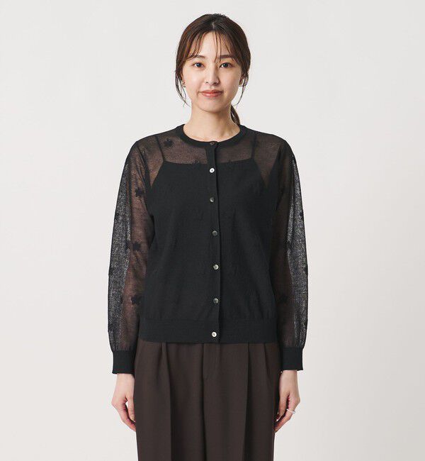 UNITED ARROWS「シアー フラワー カーディガン ‐ウォッシャブル‐」|カーディガン|