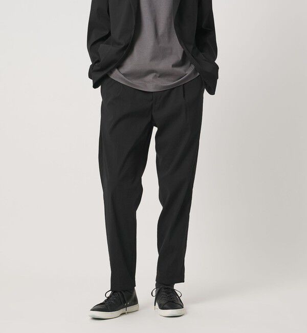 UNITED ARROWS「ウェザーコンフォート メランジ キャロット 1プリーツパンツ 撥水 ヨコストレッチ」|チノ|