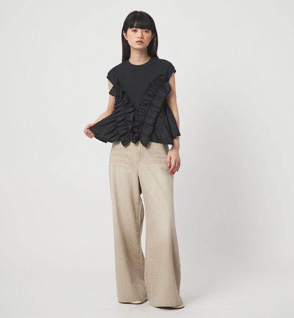 EMMEL REFINES「＜EMMEL REFINES＞EM テレコフリル ギャザー プルオーバー」|Tシャツ・カットソー|