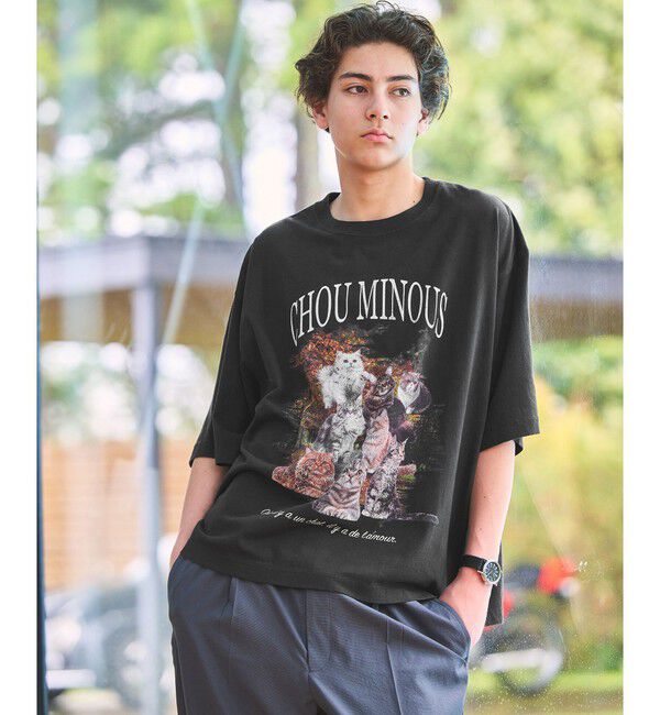 UNITED ARROWS green label relaxing「【WEB限定】＜GLR or＞キャット プリント 半袖 Tシャツ」|Tシャツ・カットソー|BLACK