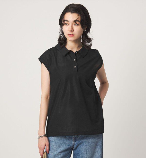 UNITED ARROWS green label relaxing「シアー メッシュ ポロカットソー」|Tシャツ・カットソー|BLACK