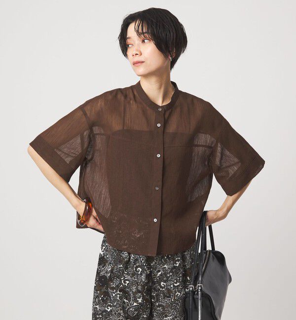 UNITED ARROWS green label relaxing「ラミーライク ショートスリーブ シャツ 通気性」|シャツ・ブラウス|DK.BROWN