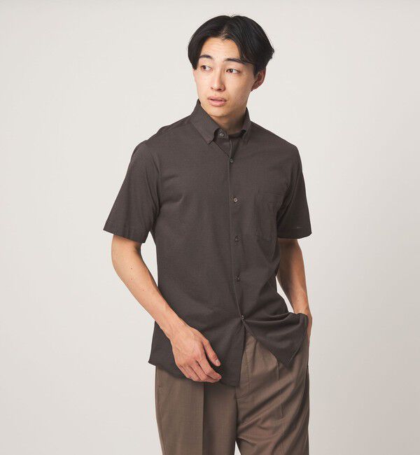 UNITED ARROWS green label relaxing「エブリット TC ジャージー スタンダード スナップ ボタンダウン ショートスリーブ シャツ -イージーアイロ」|シャツ・ブラウス|