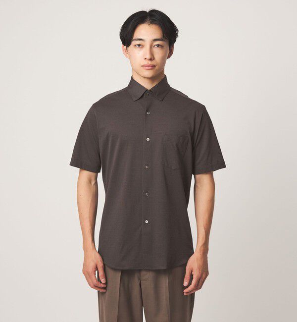 UNITED ARROWS green label relaxing「エブリット TC ジャージー スタンダード スナップ ボタンダウン ショートスリーブ シャツ -イージーアイロ」|シャツ・ブラウス|