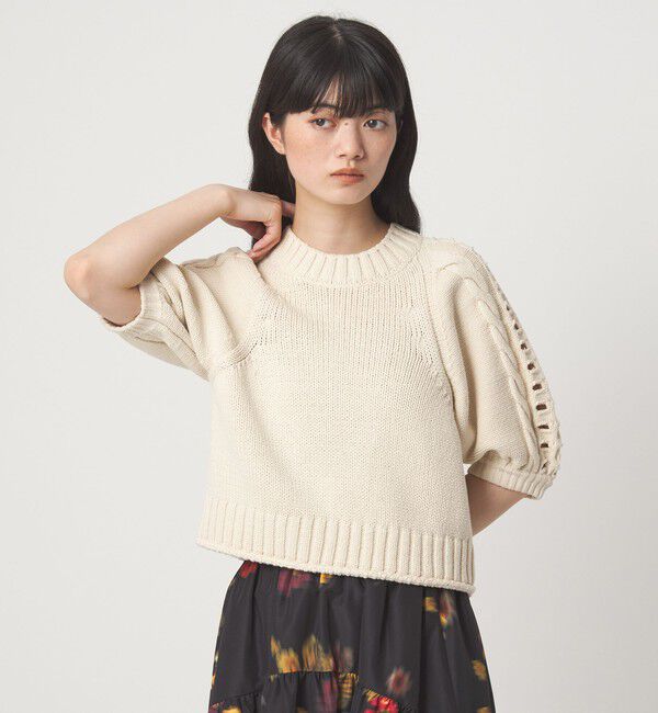 EMMEL REFINES「＜EMMEL REFINES＞EM HW ソデケーブル ショートスリーブ ニット」|ニット・セーター|