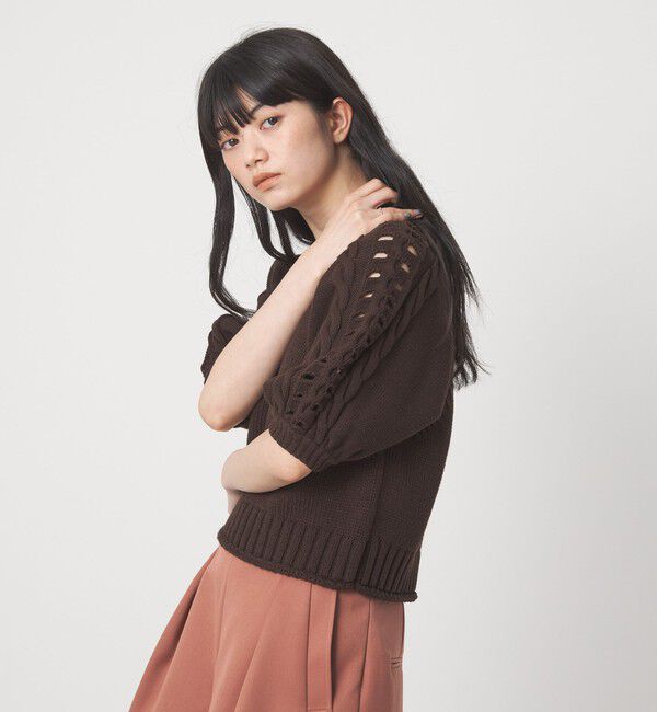 EMMEL REFINES「＜EMMEL REFINES＞EM HW ソデケーブル ショートスリーブ ニット」|ニット・セーター|