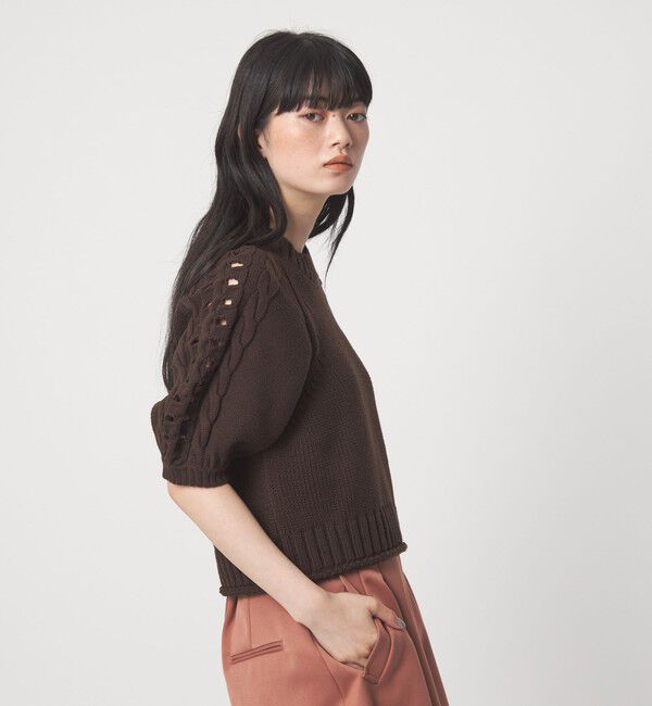 EMMEL REFINES「＜EMMEL REFINES＞EM HW ソデケーブル ショートスリーブ ニット」|ニット・セーター|