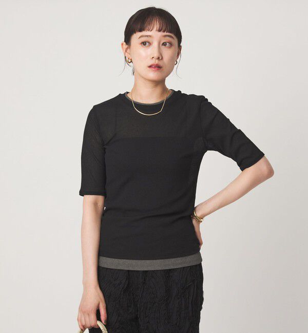 UNITED ARROWS green label relaxing「シアー メランジ Tシャツ」|Tシャツ・カットソー|BLACK