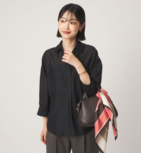 UNITED ARROWS green label relaxing「エアリーシアー スキッパー ポケット シャツ 接触冷感」|シャツ・ブラウス|