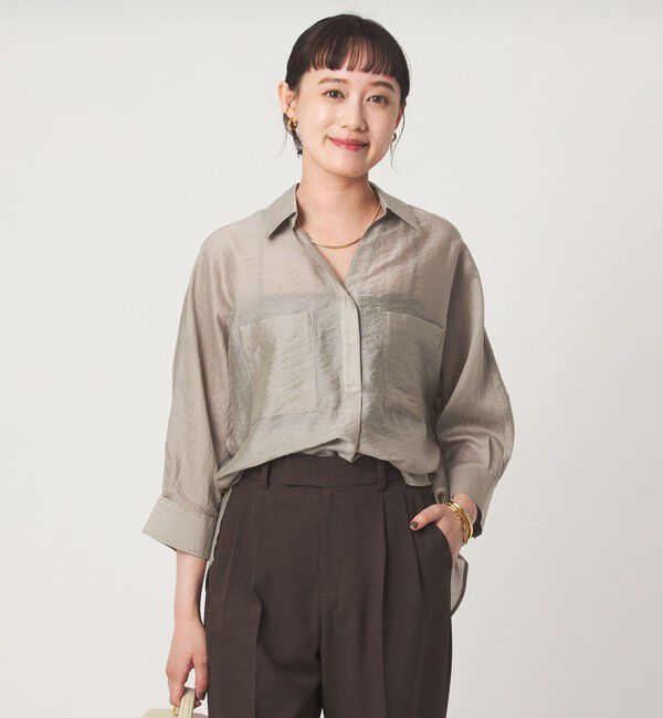 UNITED ARROWS green label relaxing「エアリーシアー スキッパー ポケット シャツ 接触冷感」|シャツ・ブラウス|