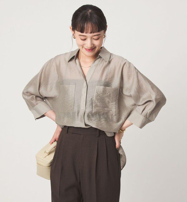UNITED ARROWS green label relaxing「エアリーシアー スキッパー ポケット シャツ 接触冷感」|シャツ・ブラウス|