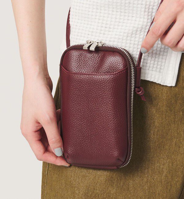 BEAUTY&YOUTH UNITED ARROWS「レザー ジップスリム ウォレットショルダー」|財布|WINE