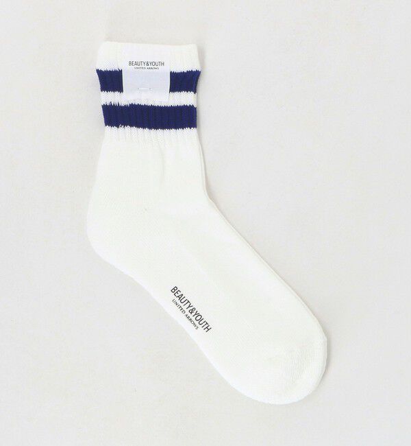 BEAUTY&YOUTH UNITED ARROWS「ツーライン ソフト パイル クウォーター ソックス」|ソックス|OFF WHITE