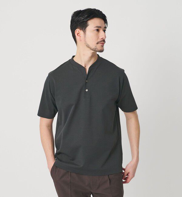 BEAUTY&YOUTH UNITED ARROWS「【WEB限定 WARDROBE SMART】クール ハイゲージ モクロディ ヘンリーネック カットソー【抗菌防臭・接触冷感」|Tシャツ・カットソー|