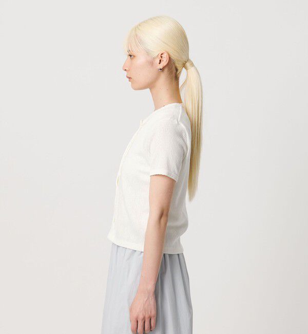 BEAUTY&YOUTH UNITED ARROWS「コットン パターンメッシュ ショートスリーブ カーディガン ウォッシャブル」|カーディガン|