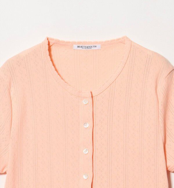 BEAUTY&YOUTH UNITED ARROWS「コットン パターンメッシュ ショートスリーブ カーディガン ウォッシャブル」|カーディガン|