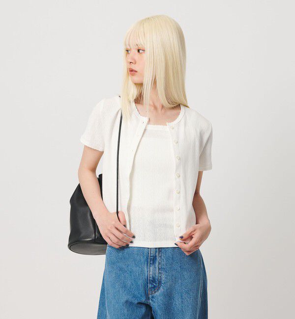 BEAUTY&YOUTH UNITED ARROWS「コットン パターンメッシュ ショートスリーブ カーディガン ウォッシャブル」|カーディガン|