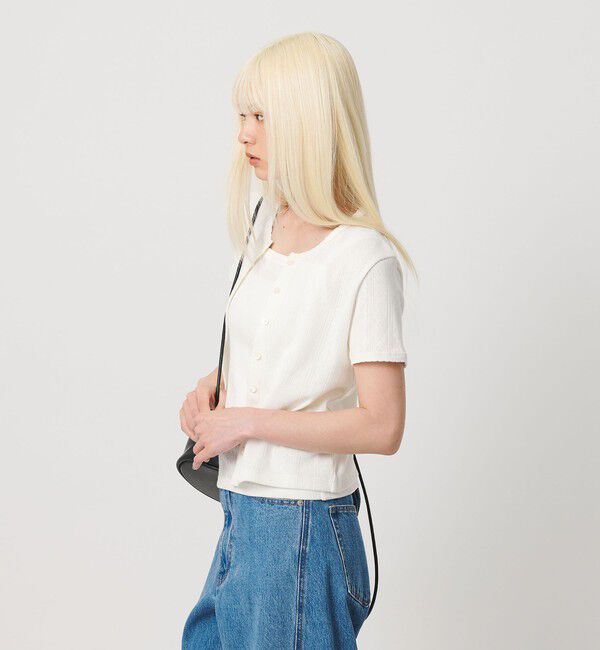 BEAUTY&YOUTH UNITED ARROWS「コットン パターンメッシュ ショートスリーブ カーディガン ウォッシャブル」|カーディガン|