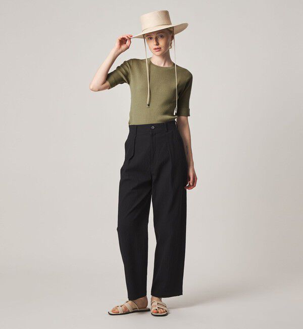 STEVEN ALAN「＜Steven Alan＞リップル コットン タック トラウザーズ ブラック」|チノ|