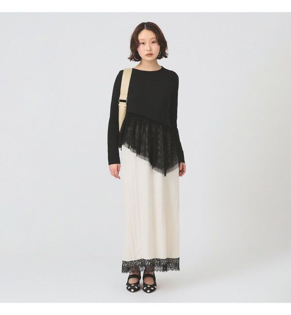 Ray BEAMS 「チュール キリカエ アシンメトリー ヘム Tシャツ」|Tシャツ・カットソー|