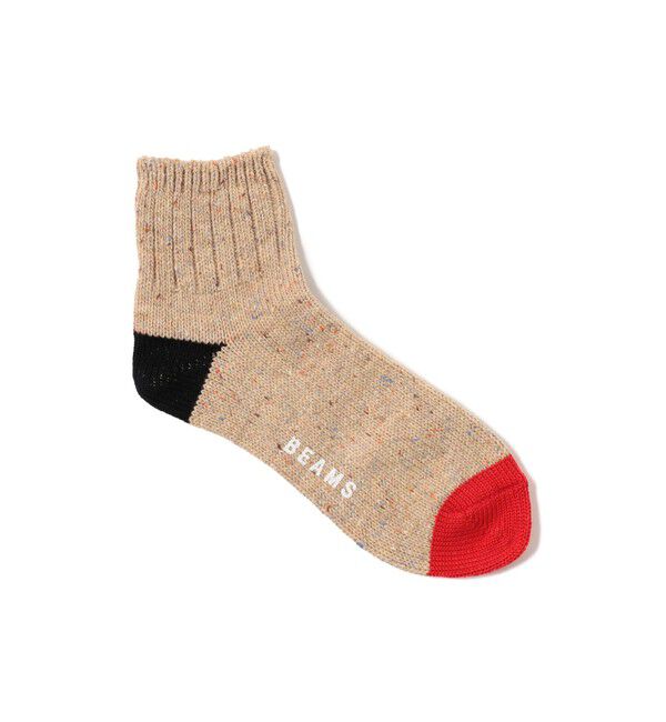 BEAMS「BEAMS｜ネップ クォーター ソックス」|ソックス|BEIGE