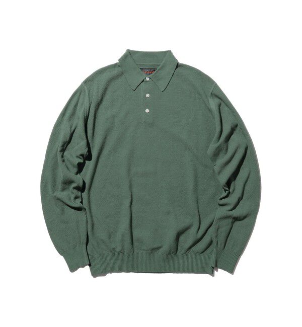 BEAMS PLUS「Knit Polo Pique 14G」|ポロシャツ|OLIVE