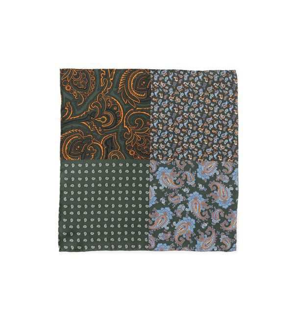 BEAMS PLUS「Pocket Chief Silk 4Face」|バンダナ・スカーフ|GREEN