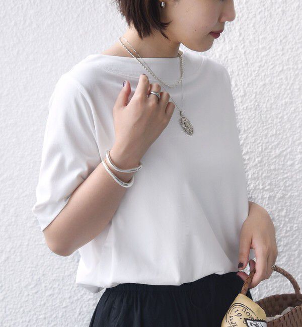 SHIPS for women「【WEB限定】〈ネックが選べる2サイズ展開〉オーガニックコットン バリエーションネック TEE」|Tシャツ・カットソー|