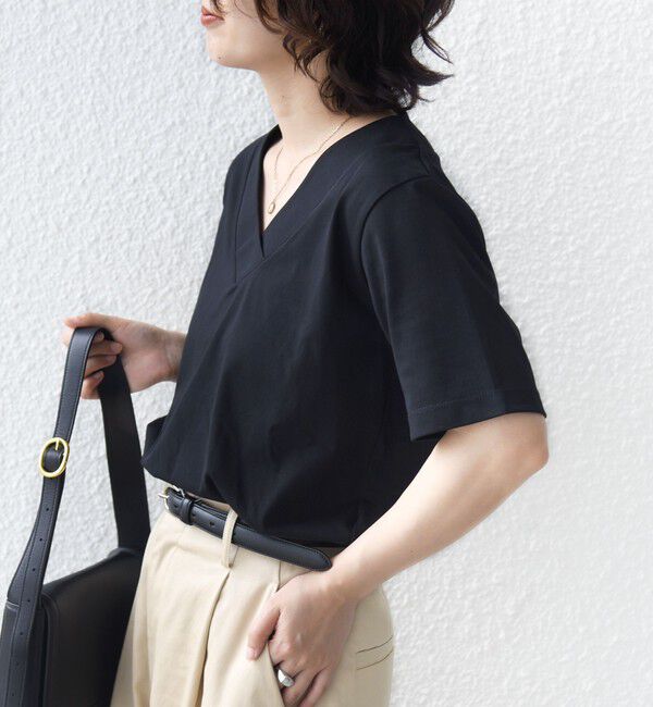 SHIPS for women「【WEB限定】〈ネックが選べる2サイズ展開〉オーガニックコットン バリエーションネック TEE」|Tシャツ・カットソー|