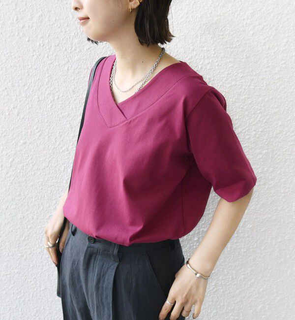 SHIPS for women「【WEB限定】〈ネックが選べる2サイズ展開〉オーガニックコットン バリエーションネック TEE」|Tシャツ・カットソー|