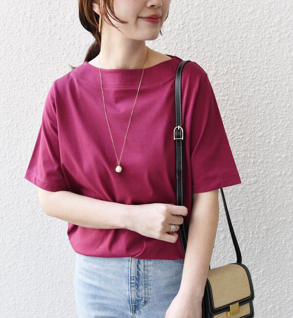 SHIPS for women「【WEB限定】〈ネックが選べる2サイズ展開〉オーガニックコットン バリエーションネック TEE」|Tシャツ・カットソー|エンジ