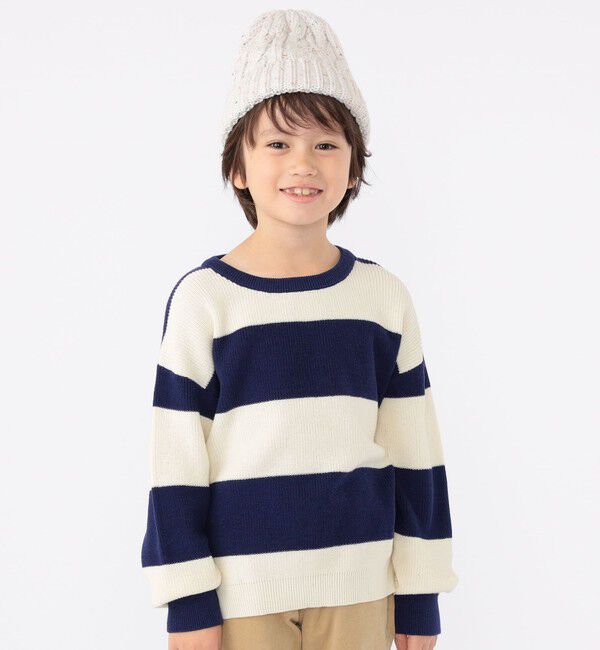 SHIPS KIDS「SHIPS KIDS:100～130cm /〈手洗い可能〉畔 ボーダー ニット」|ニット・セーター|ネイビー