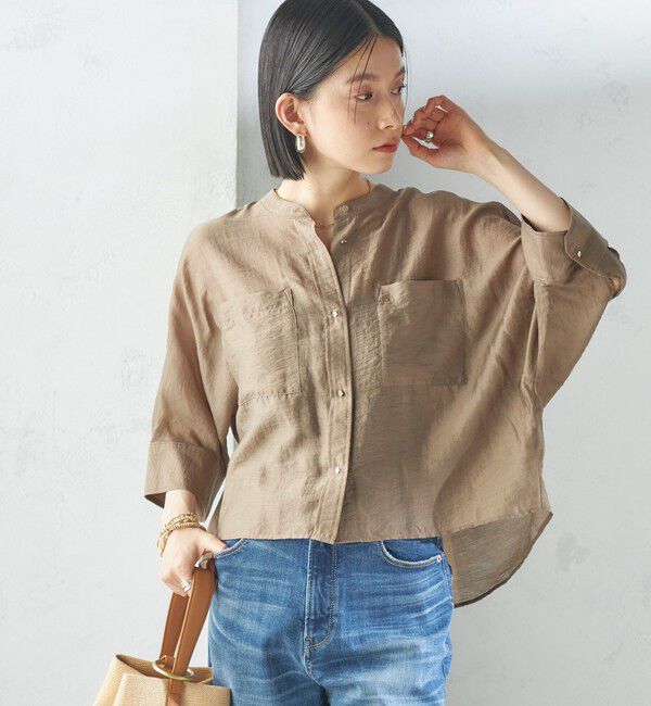 SHIPS for women「【実力派ベーシック】〈手洗い可能〉シルク混 シアー 羽織 シャツ」|シャツ・ブラウス|ライトブラウン