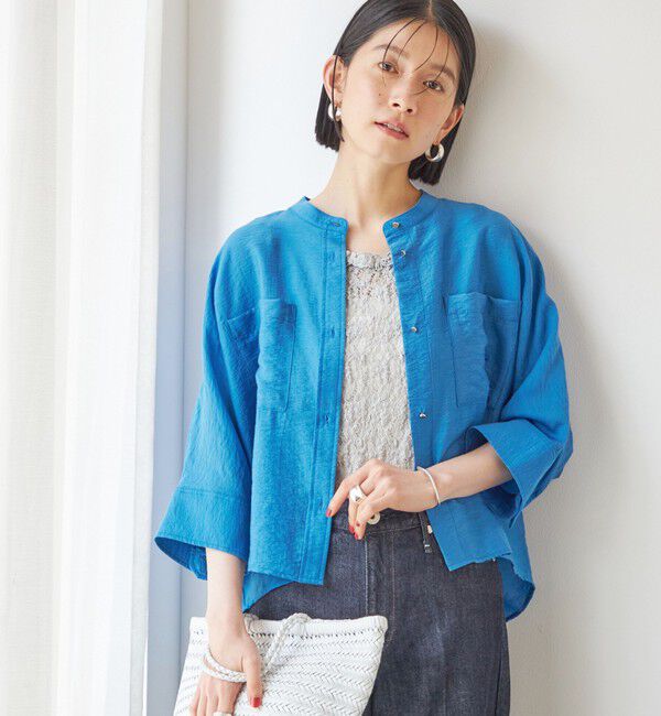 SHIPS for women「【実力派ベーシック】〈手洗い可能〉シルク混 シアー 羽織 シャツ」|シャツ・ブラウス|ブルー