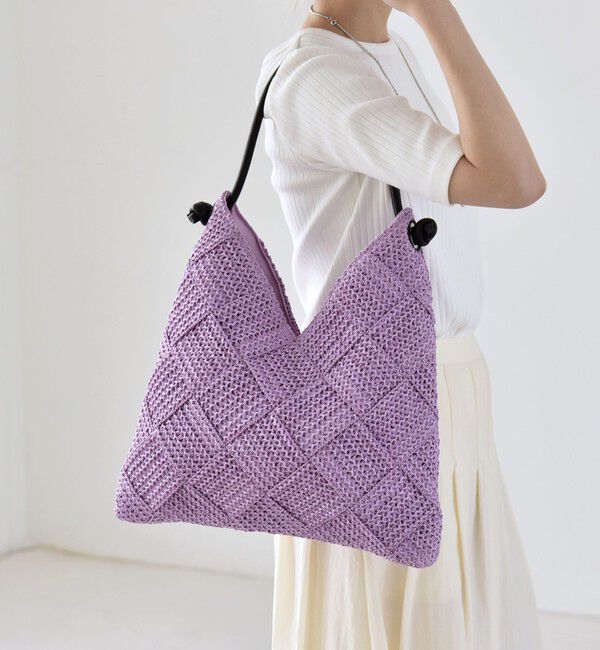 quaranciel「quaranciel: ワンハンドル Vカット メッシュ バッグ（A4対応）」|トートバッグ|ラベンダー