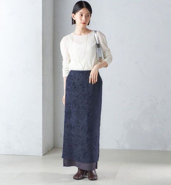 SHIPS for women「〈手洗い可能〉ジャカード ヘム フレア レイヤード スカート」|スカート|